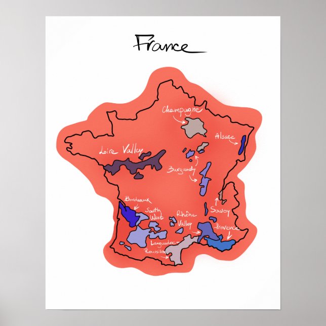 Wine map of France Poster (Front)