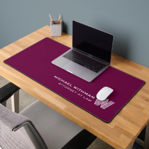 WINE  Minimal Monogram Initial CORPORATE BUSINESS Desk Mat