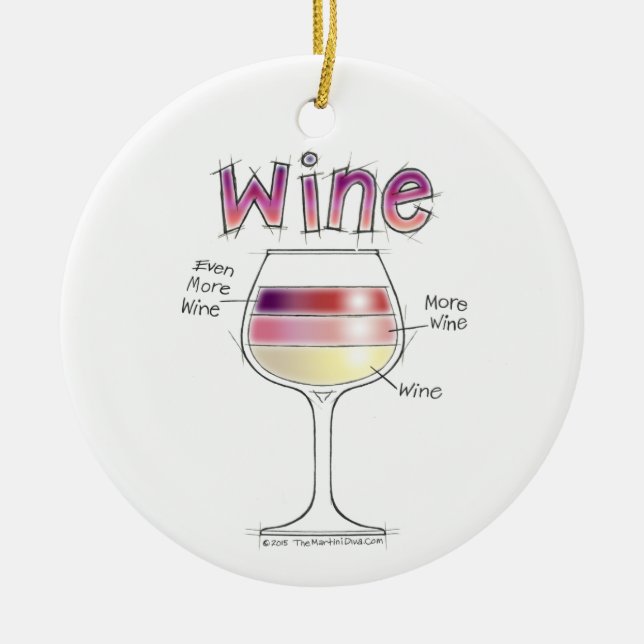 WINE, MORE WINE, EVEN MORE WINE CERAMIC TREE DECORATION (Front)