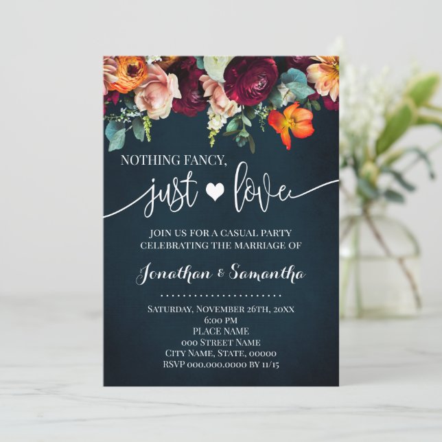 Wine Nothing Fancy Just Love Elopement Invitation (Standing Front)