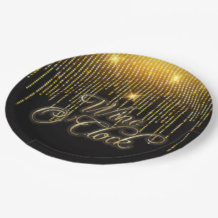 Wine O'Clock Gold Glitz Paper Plate