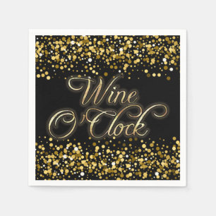 Wine O'Clock Gold Sparkle Napkin