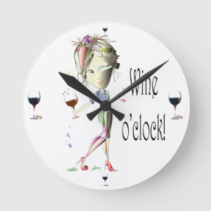 Wine o'clock humourous Wine art Gifts Round Clock