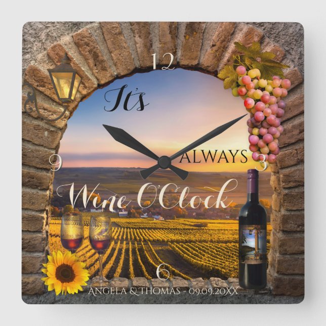 Wine OClock Vineyard Landscape Clock (Front)