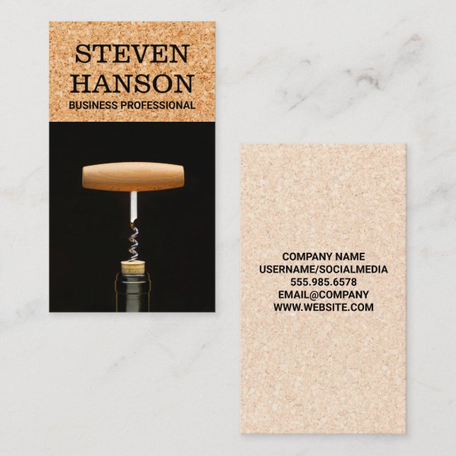 Wine Opener | Bottle and Cork Business Card (Front/Back)