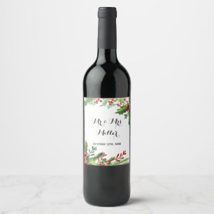 Wine or Sparkling Wine bottle label botanical wedd