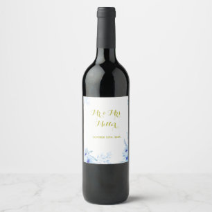 Wine or Sparkling Wine bottle label floral wedding