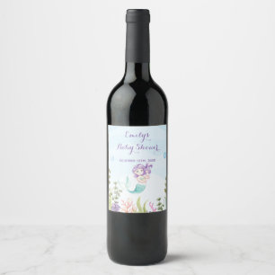 Wine or Sparkling Wine bottle label mermaid under
