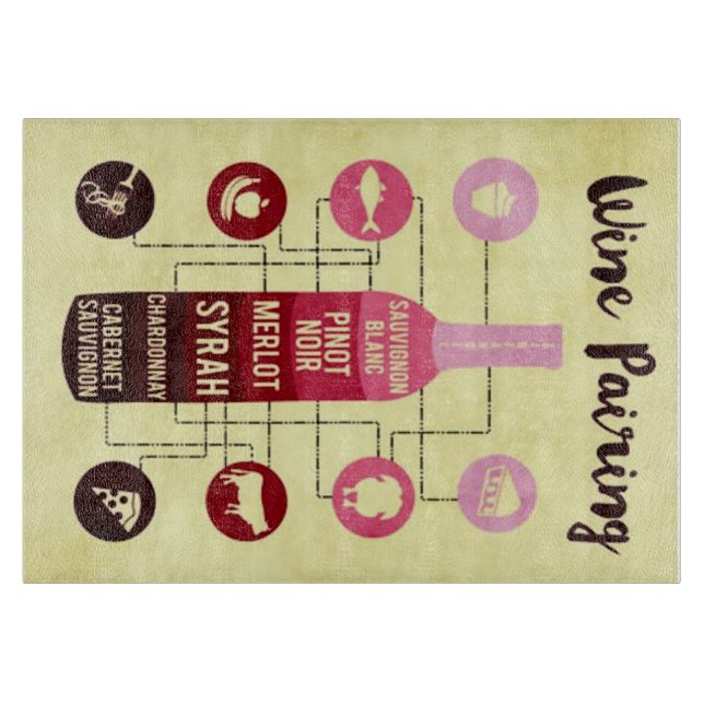 Wine Pairing Guide Food and Wine Fun Cutting Board (Front)