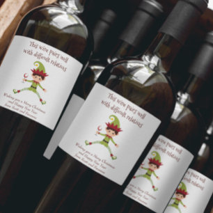 Wine Pairs well with Difficult Relatives Funny Label