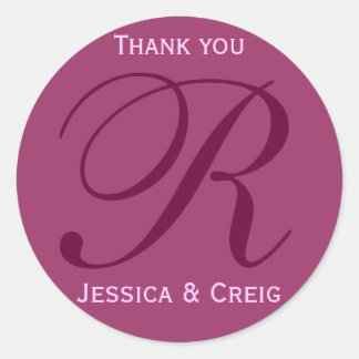 Wine Palette Monogram Thank You Sticker