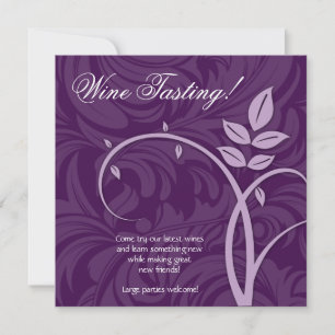 Wine Party Tasting Purple Leaf Marketing Invitation