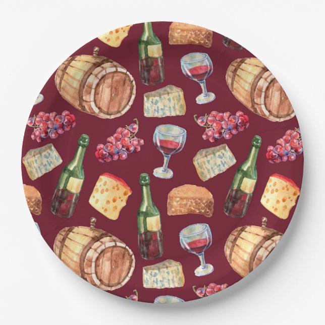 Wine Pattern Paper Plate (Front)