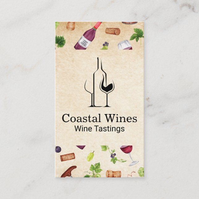 Wine Pattern | Vineyard | Tastings Business Card (Front)