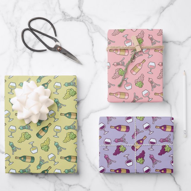 Wine Pattern Wrapping Paper Sheets (Front)