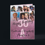 Wine Pink Glitter Photo Collage Happy Birthday Card<br><div class="desc">This cool and cute happy birthday greeting card is perfect for any friend or family member. It features eight customizable photograph pictures with a monogram name and the quote, "Happy Birthday, " on top of a blush pink "30" (which can be changed to any age) on top of a faux...</div>