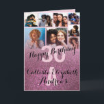 Wine Pink Glitter Photo Collage Happy Birthday Card<br><div class="desc">This cool and cute happy birthday greeting card is perfect for any friend or family member. It features eight customizable photograph pictures with a monogram name and the quote, "Happy Birthday, " on top of a blush pink "30" (which can be changed to any age) on top of a faux...</div>