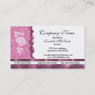 Wine Pink White Embroidery Rose Business Cards