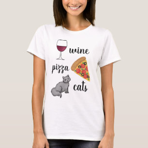 Wine Pizza Cats T-Shirt