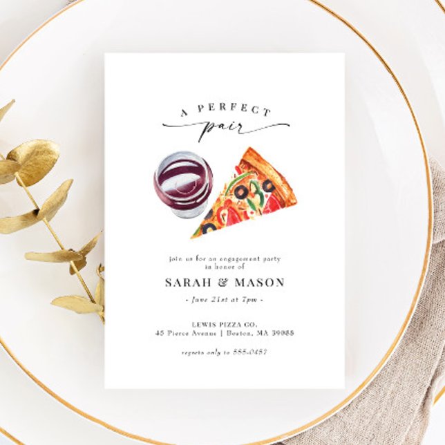 Wine & Pizza Perfect Pair Engagement Party Invitation (Creator Uploaded)