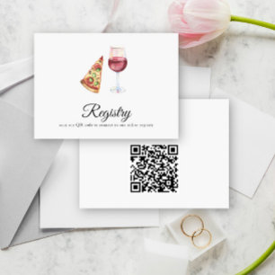 Wine,Pizza QR Code Bridal Shower Registry  Enclosure Card