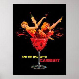 Wine Poster. End The Day With Cabernet. logo Poster