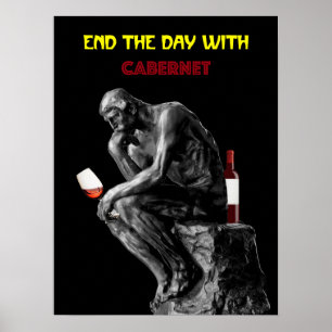 Wine poster. End The Day With Cabernet. logo Poster