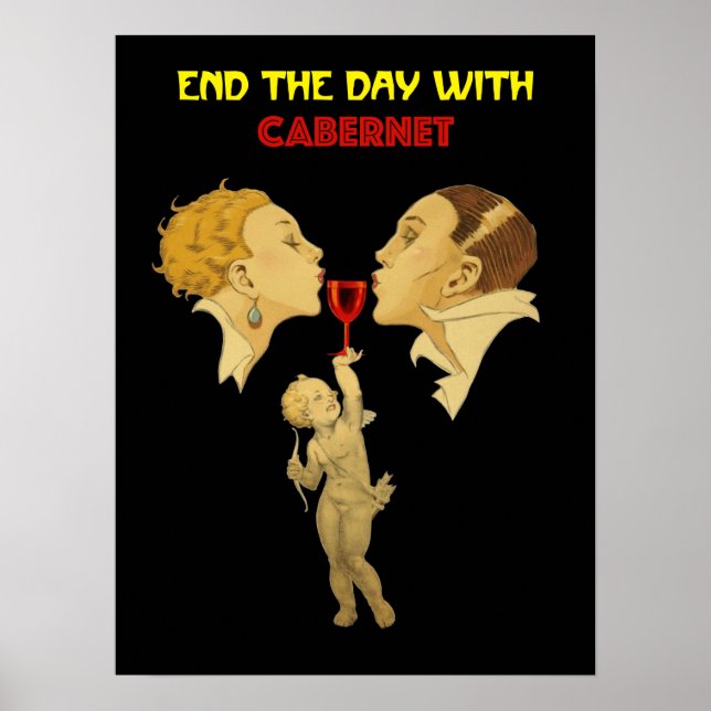 Wine Poster. End The Day With Chardonnay. logo Poster (Front)