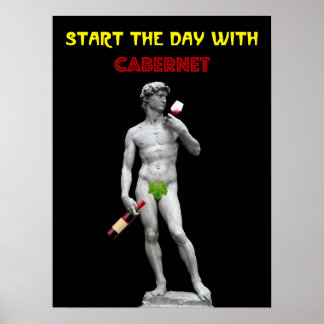 Wine Poster. Start The Day With Cabernet.logo Poster
