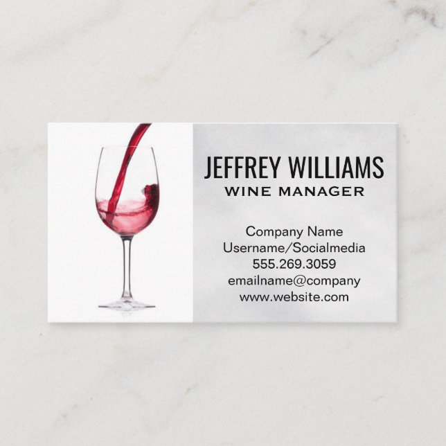 Wine Pour Into Glass Business Card (Front)