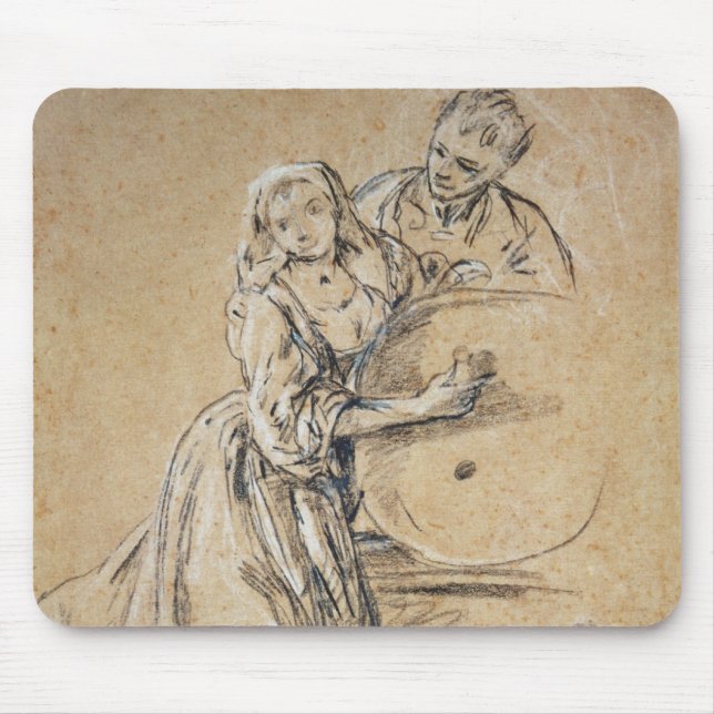 Wine-pourer with a Young Man (chalk) card Mouse Pad (Front)