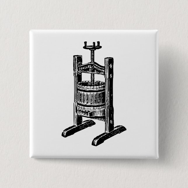 Wine Press 15 Cm Square Badge (Front)