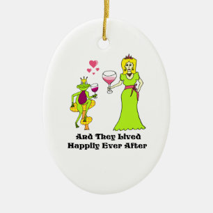 Wine Prince & Princess ...Happily Ever After Ceramic Tree Decoration