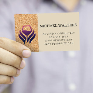 Wine Purple Logo Cork Print Texture Background Business Card