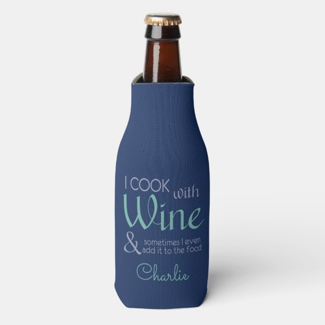 Wine Quote custom name bottle cooler (Bottle Front)