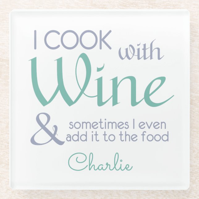 Wine Quote custom name glass coaster (Front)