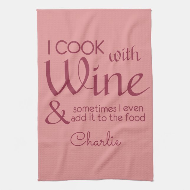 Wine Quote custom name kitchen towel (Vertical)