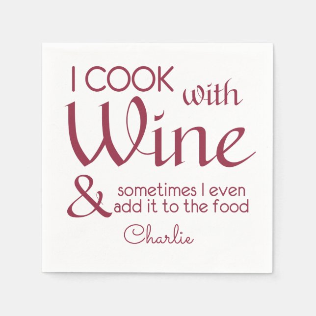 Wine Quote custom name paper napkins (Front)