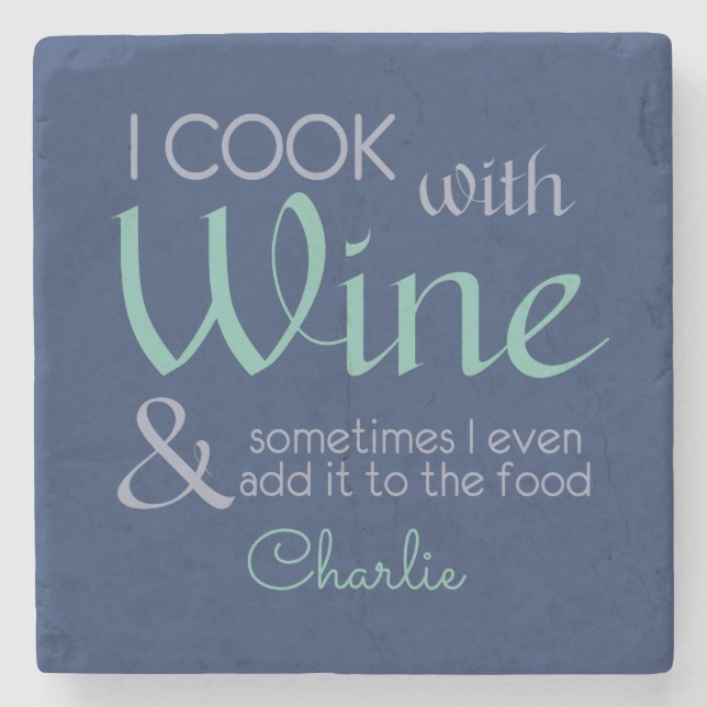 Wine Quote custom name stone coaster (Front)