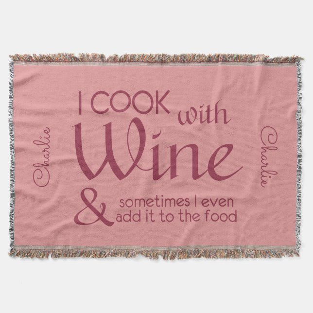 Wine Quote custom name throw blanket (Front)