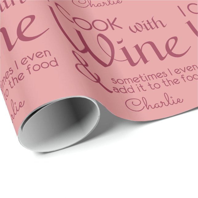 Wine Quote custom name wrapping paper (Roll Corner)