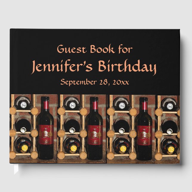 Wine Rack Abstract Birthday Party Guest Book (Front)