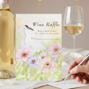 Wine Raffle Bridal Shower Whooping Crane Anemones  Enclosure Card