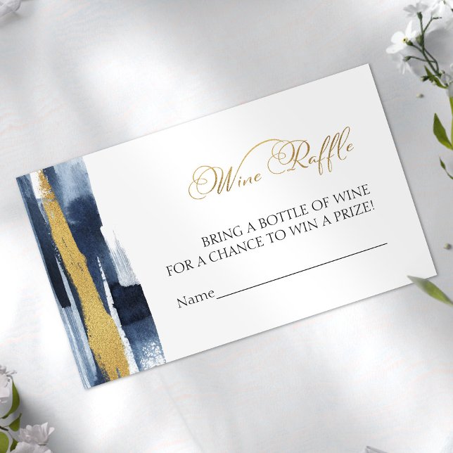 Wine Raffle Game | Abstract Blue Bridal Shower Enclosure Card (Creator Uploaded)