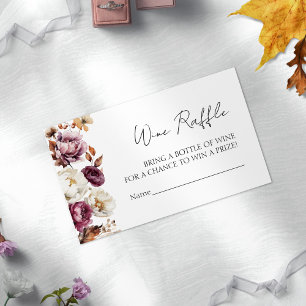 Wine Raffle Game   Burgundy Fall Bridal Shower Enclosure Card
