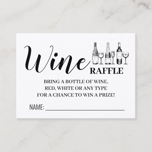 Wine raffle ticket english spanish shower card (Front)