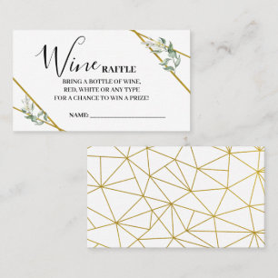 Wine Raffle Ticket Greenery Gold Shower card