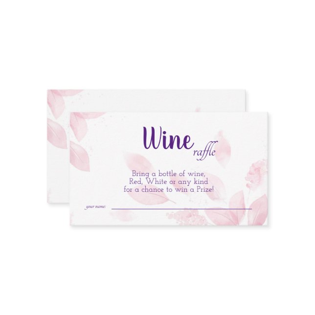 Wine Raffle Wedding Bridal Shower Card (Front/Back In Situ)