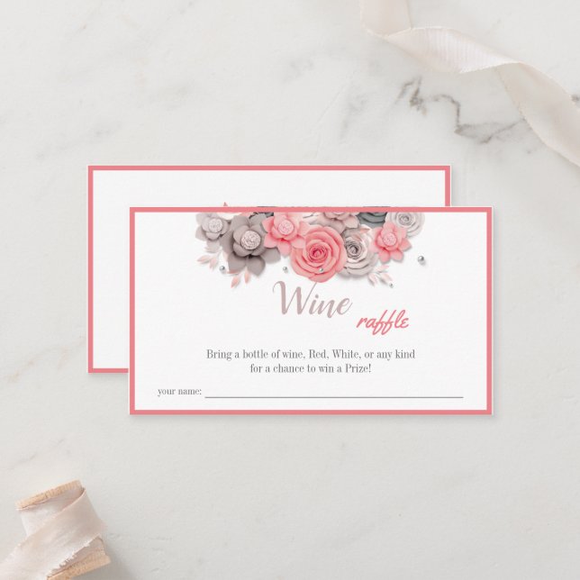 Wine Raffle Wedding Bridal Shower Card (Front/Back In Situ)