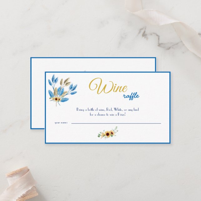 Wine Raffle Wedding Bridal Shower Card (Front/Back In Situ)